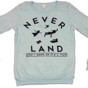 🛍️ DISNEY Peter Pan Neverland Dont Grow Up Silhouettes Plush SweatShirt Jr 2x